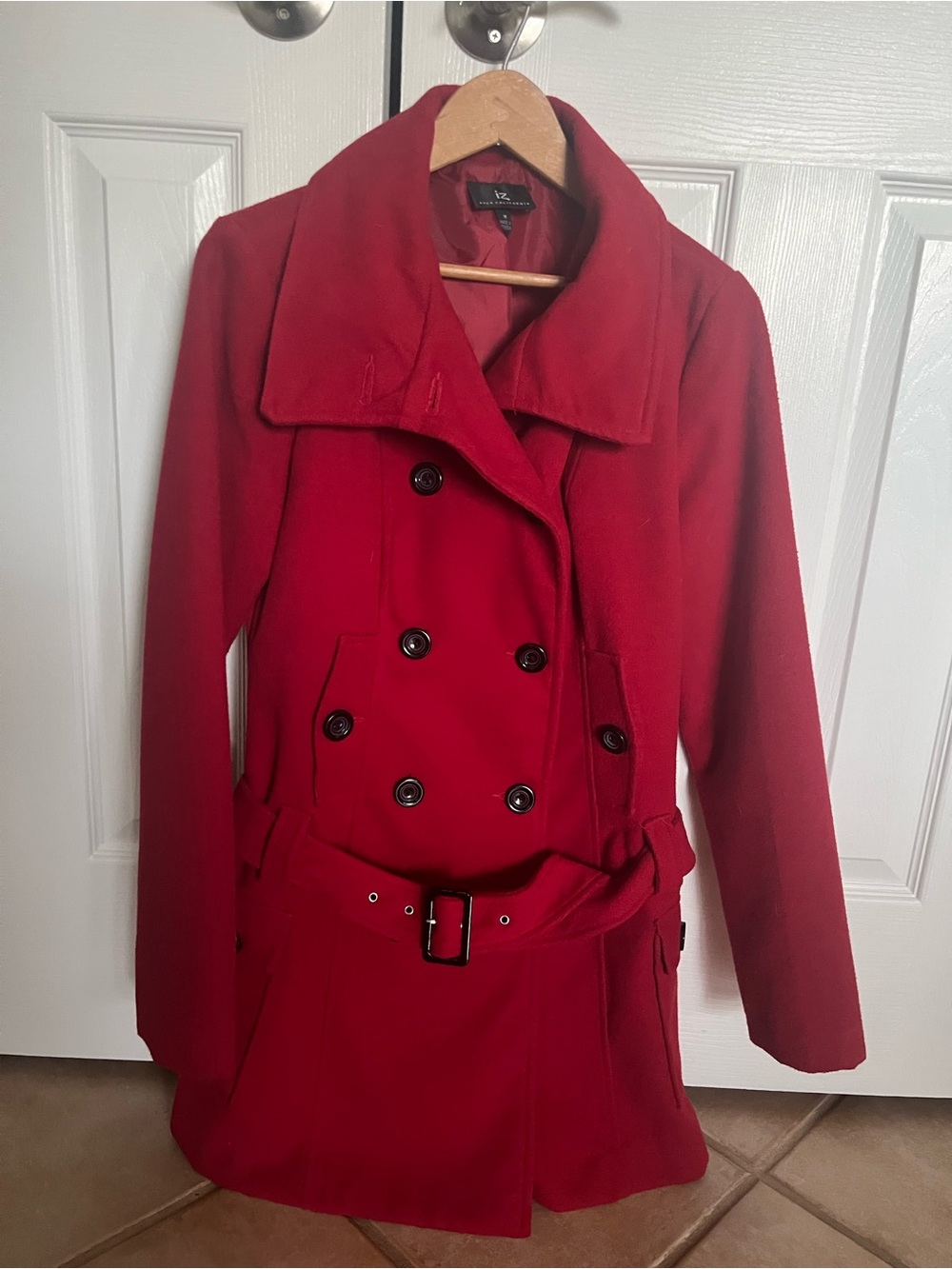Byer California Red Wool-Blend Peacoat with Belt